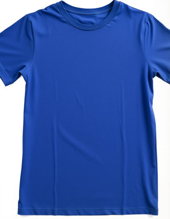 Blue t-shirt isolated on white background. Clipping path included.の写真素材