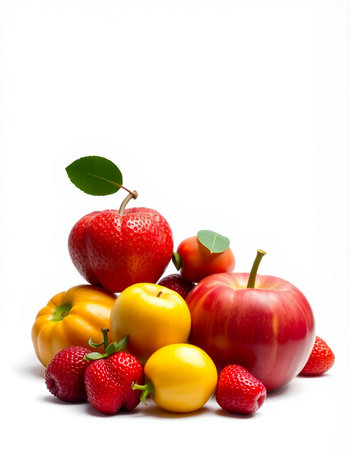 Fruits and vegetables isolated on a white background. Healthy food.の写真素材