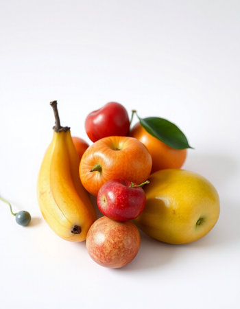 Fruits on a white background. Healthy food. Fresh fruits.