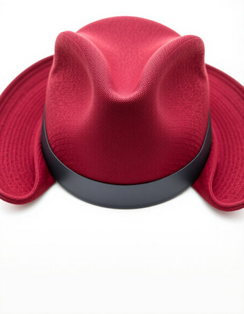 Red hat isolated on white background with copy space. Top view.の写真素材