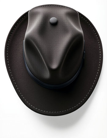 Black hat isolated on white background. 3d render. Top view.の写真素材