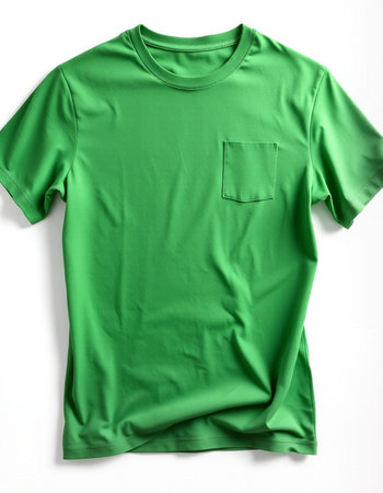 Green t-shirt on white background. Mockup for design.の写真素材