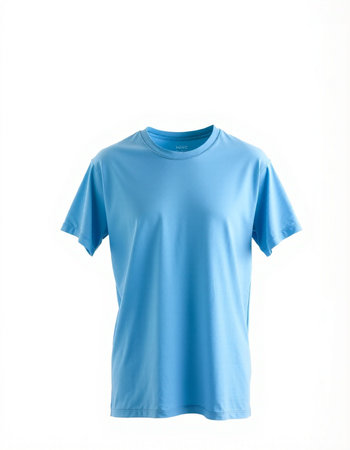 Blue t-shirt isolated on white background. Clipping path included.の写真素材