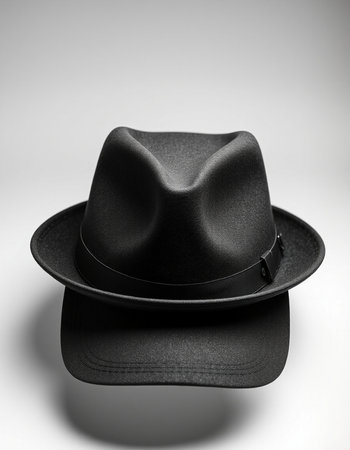 Black hat on a white background. 3d illustration. Top view.の写真素材