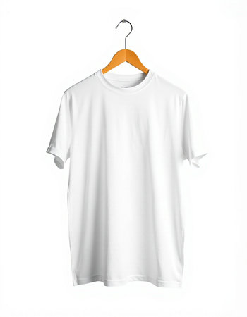 White t-shirt on a hanger isolated on a white background
