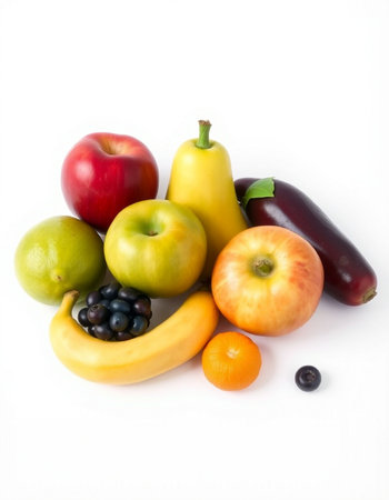 Fruits and vegetables isolated on a white background.の写真素材