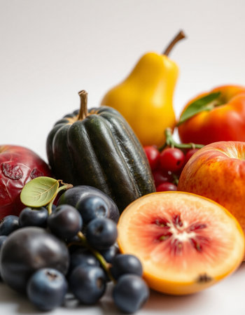 Fruits and vegetables on a white background. Selective focus.の写真素材