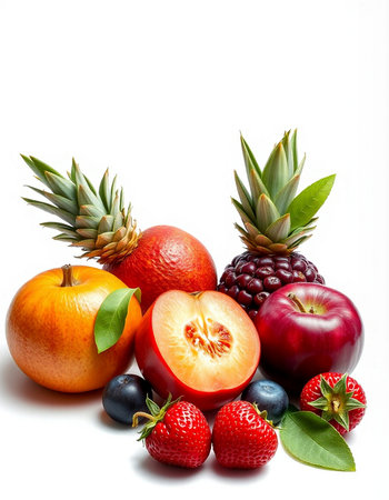 Fruits isolated on white background. Healthy food. Fresh fruits.の写真素材
