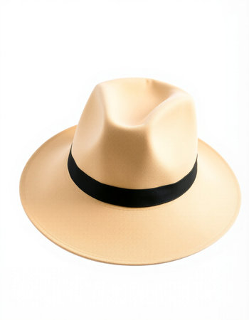 Beige cowboy hat isolated on white background, clipping path included.の写真素材