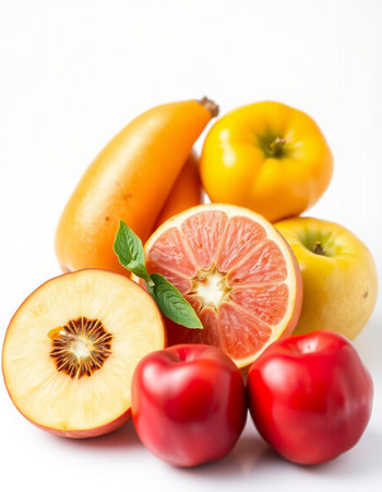Fruits isolated on white background. Healthy food concept.の写真素材