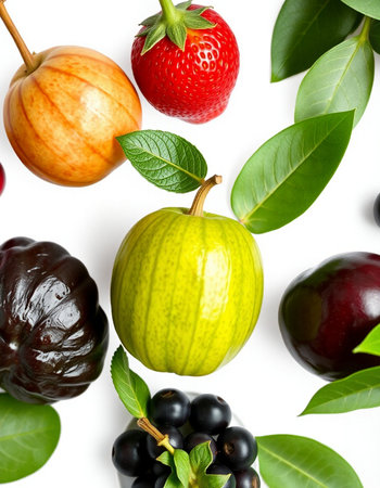 collection of various fruits on white background. each one is shot separately