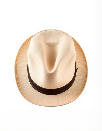 Beach hat isolated on white background. Top view. Flat lay.の写真素材