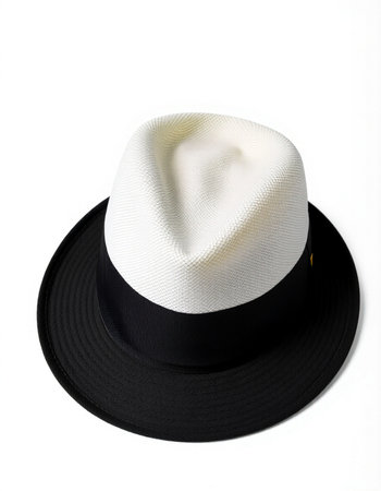 Black hat isolated on white background. White hat with black ribbon.の写真素材