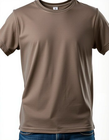 Men's brown t-shirt on a white background. Isolatedの写真素材