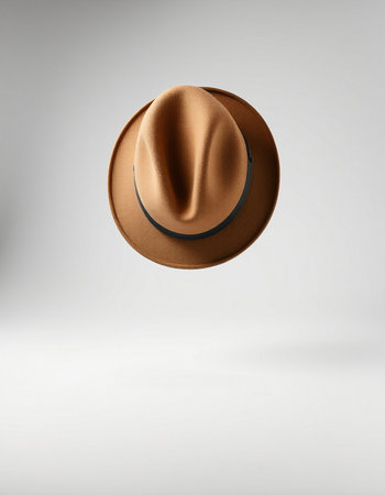 Brown hat isolated on white background. 3d render. Top view.の写真素材