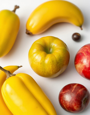 Fruits and vegetables on a white background. Healthy food concept.の写真素材