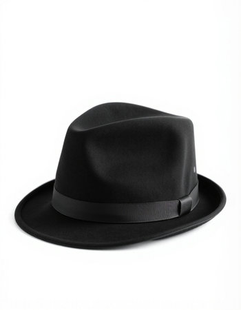 Black hat isolated on white background. Fashionable men's hat.の写真素材