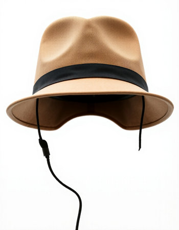 Brown hat isolated on white background with clipping path. Close up.の写真素材