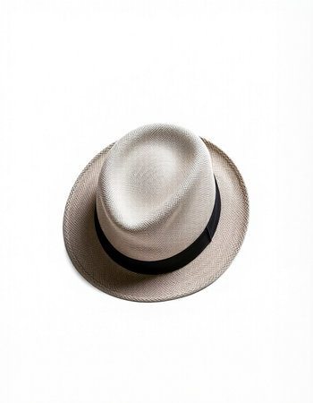 Straw hat isolated on white background with clipping path. Top view.の写真素材