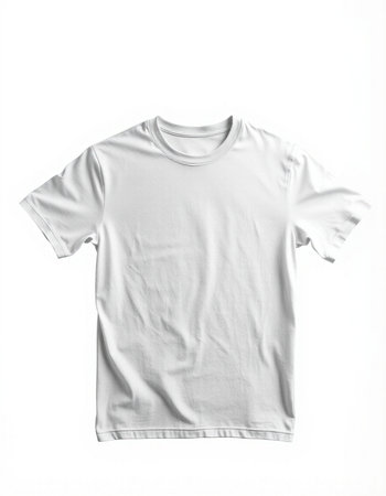 White T-shirt isolated on white background. Clipping path included.の写真素材