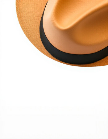 Orange hat isolated on white background with copy space for your text.の写真素材