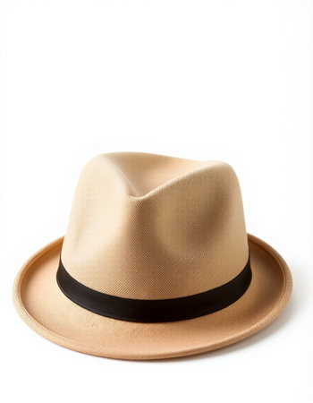 Brown hat isolated on white background with clipping path. Top view.の写真素材