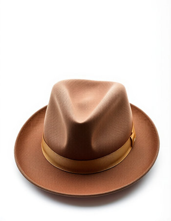 Brown hat isolated on white background with clipping path. Top view.の写真素材