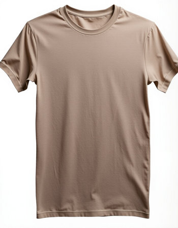 Brown t-shirt isolated on a white background with clipping path.の写真素材