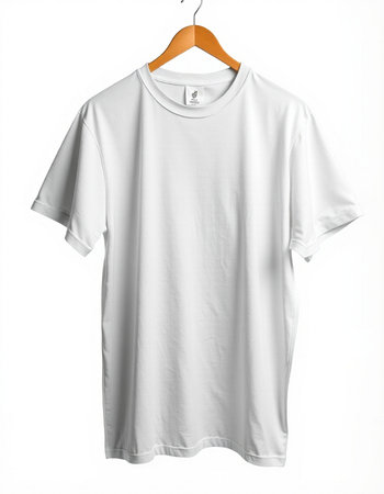 White t-shirt on a hanger isolated on a white background