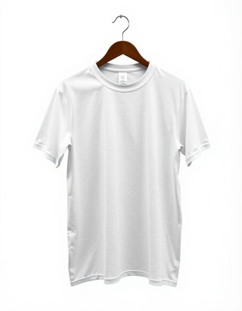 White t-shirt on a hanger isolated on a white background