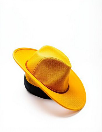 Yellow hat isolated on the white background. Clipping path included.の写真素材