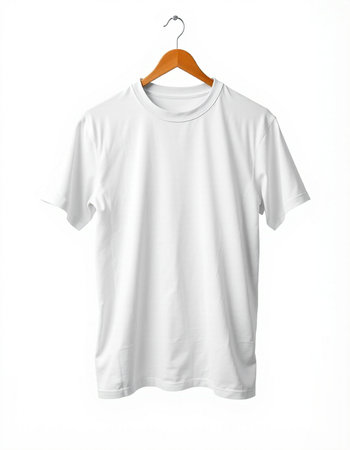 White t-shirt on a hanger isolated on a white background