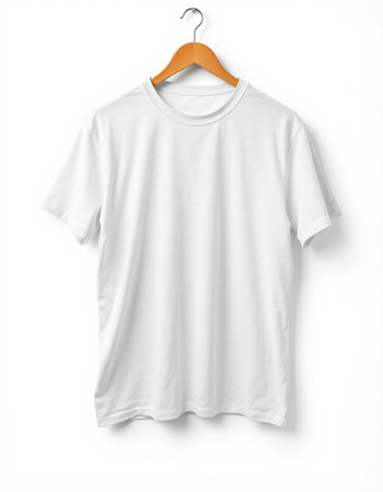 White t-shirt on a hanger isolated on a white background