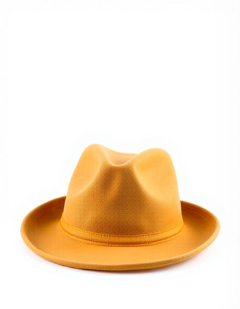 Yellow hat isolated on white background. Clipping path included in file.の写真素材