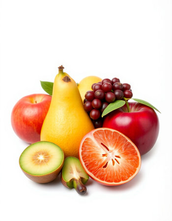 Fresh fruits isolated on a white background. Healthy food. Dieting concept.の写真素材