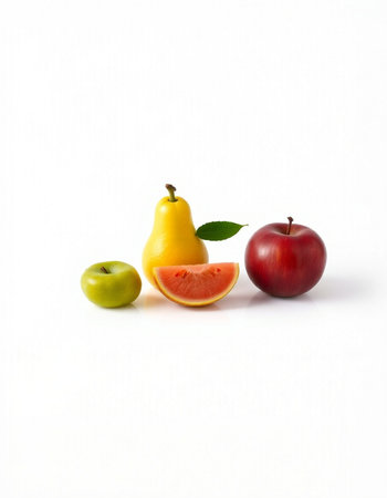 Fruits isolated on a white background. Apple, pear, pear, pearsの写真素材