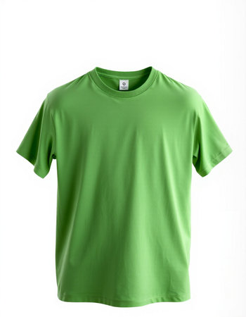Green t-shirt isolated on white background. 3d rendering.の写真素材
