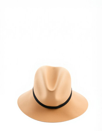 Women's hat isolated on white background. Top view. Flat lay.の写真素材