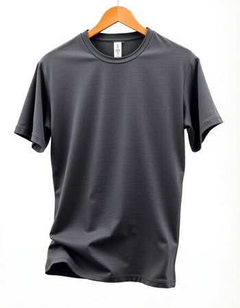black t-shirt on a hanger isolated on a white background