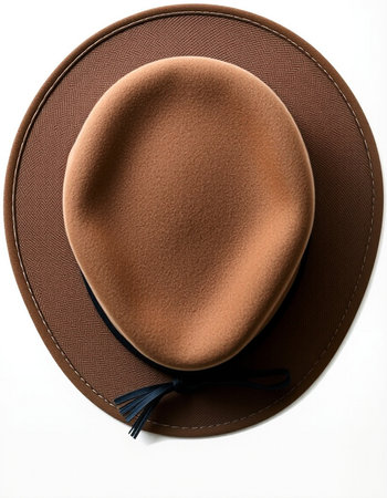Brown hat isolated on white background with clipping path. Top view.の写真素材