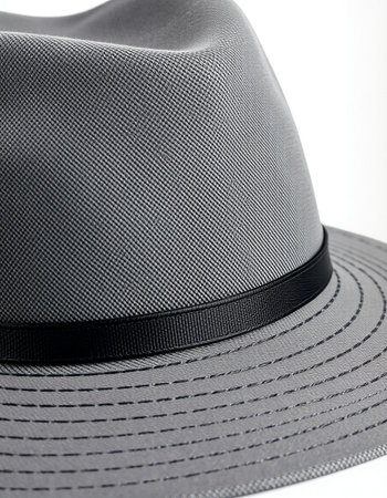Men's hat on a white background. Close-up. Selective focus.の写真素材