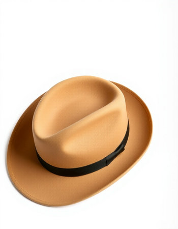 Brown hat isolated on white background with clipping path. Top view.の写真素材
