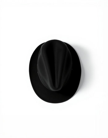 Black hat isolated on white background. Top view. Flat lay.の写真素材