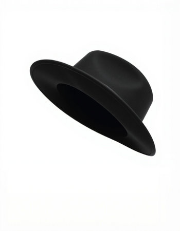 Black top hat isolated on white background with clipping path. Top view.の写真素材