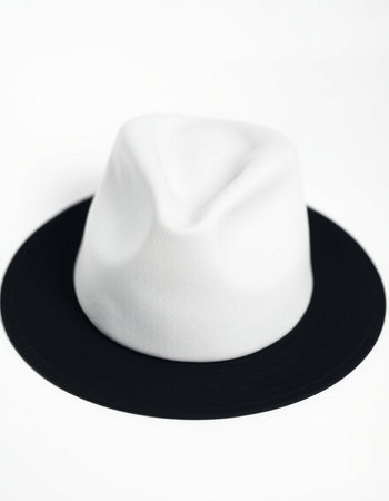 White hat on black hat. Isolated on a white background.の写真素材