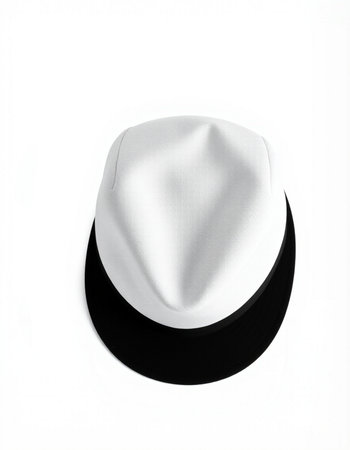 White hat isolated on white background. White hat with black cap.の写真素材