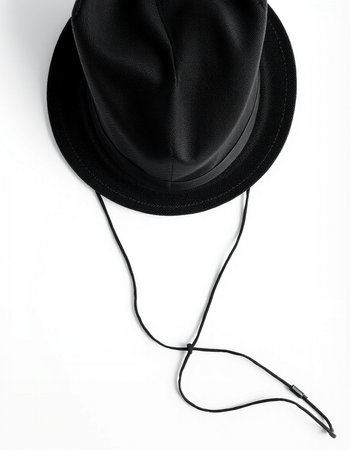 Black hat isolated on white background. Top view. Flat lay.の写真素材