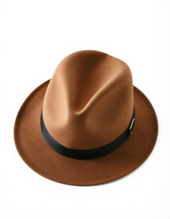 Brown hat isolated on white background. Clipping path included for easy extraction.の写真素材