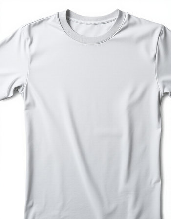 White t-shirt isolated on white background. Clipping path included.の写真素材