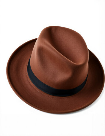 Brown hat isolated on white background. Clipping path included for easy extraction.の写真素材